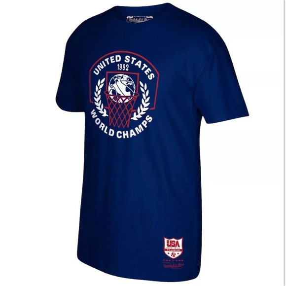 Men's USA Basketball 1992 Dream Team Backboard Navy T-Shirt by Mitchell & Ness - Picture 2 of 3
